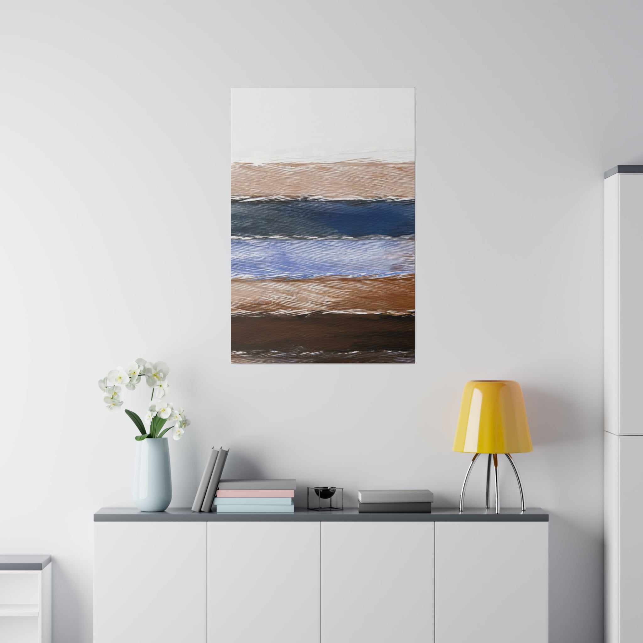 Rustic Hues – Blue, Black & Brown Lined Illustration – Giclée Wall Art Print