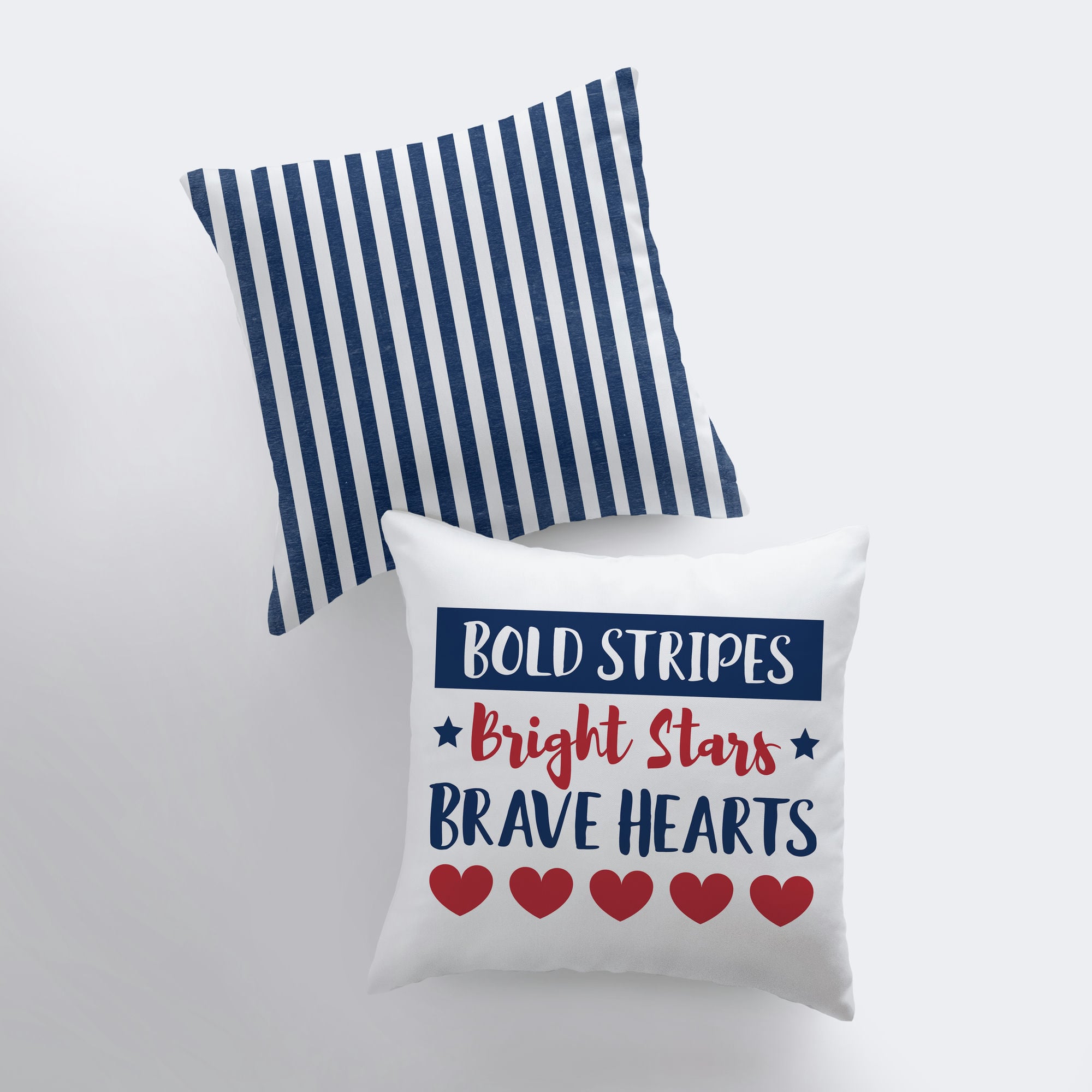 Bold Stripes Bright Stars Throw Pillow Cover – Double-Sided