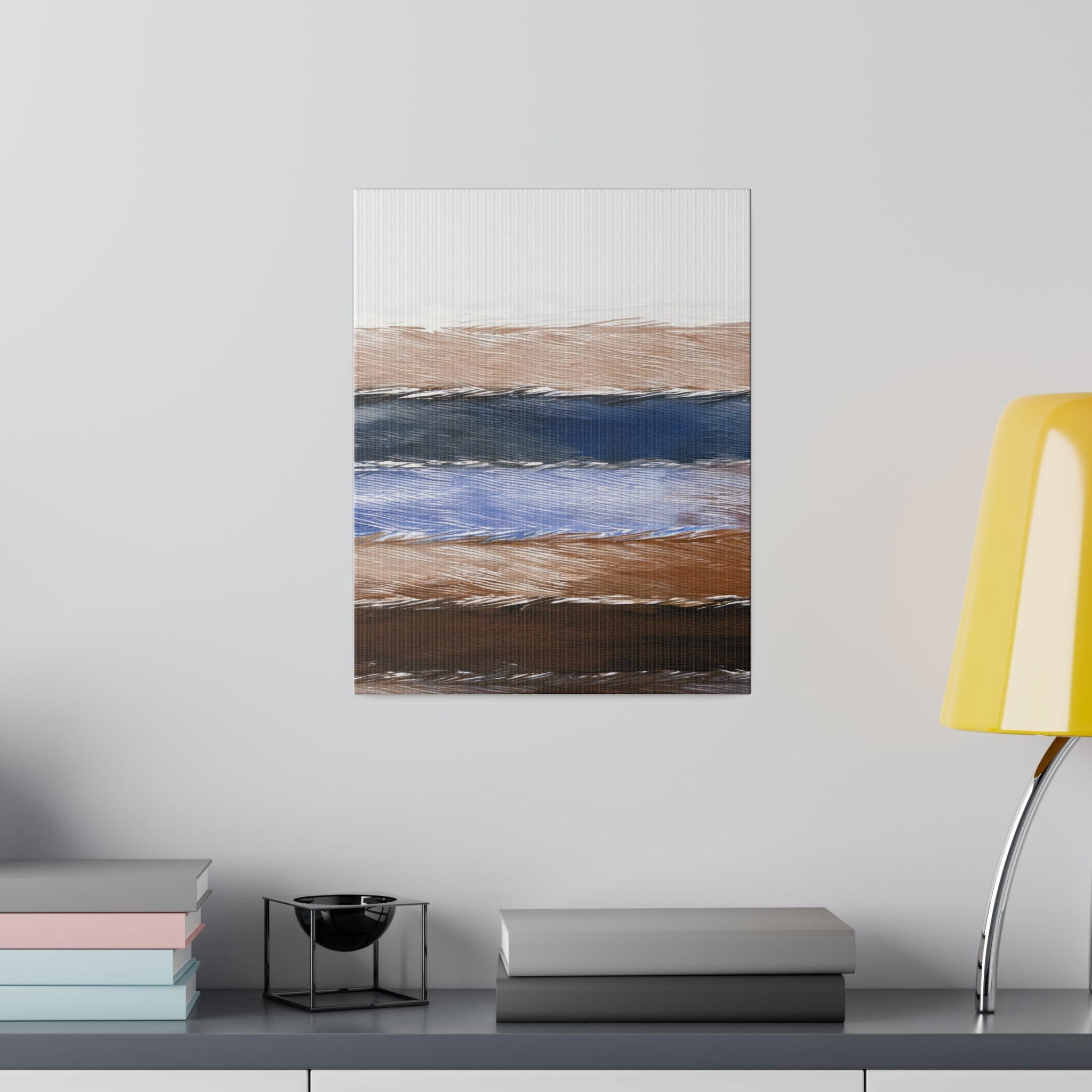 Rustic Hues – Blue, Black & Brown Lined Illustration – Giclée Wall Art Print