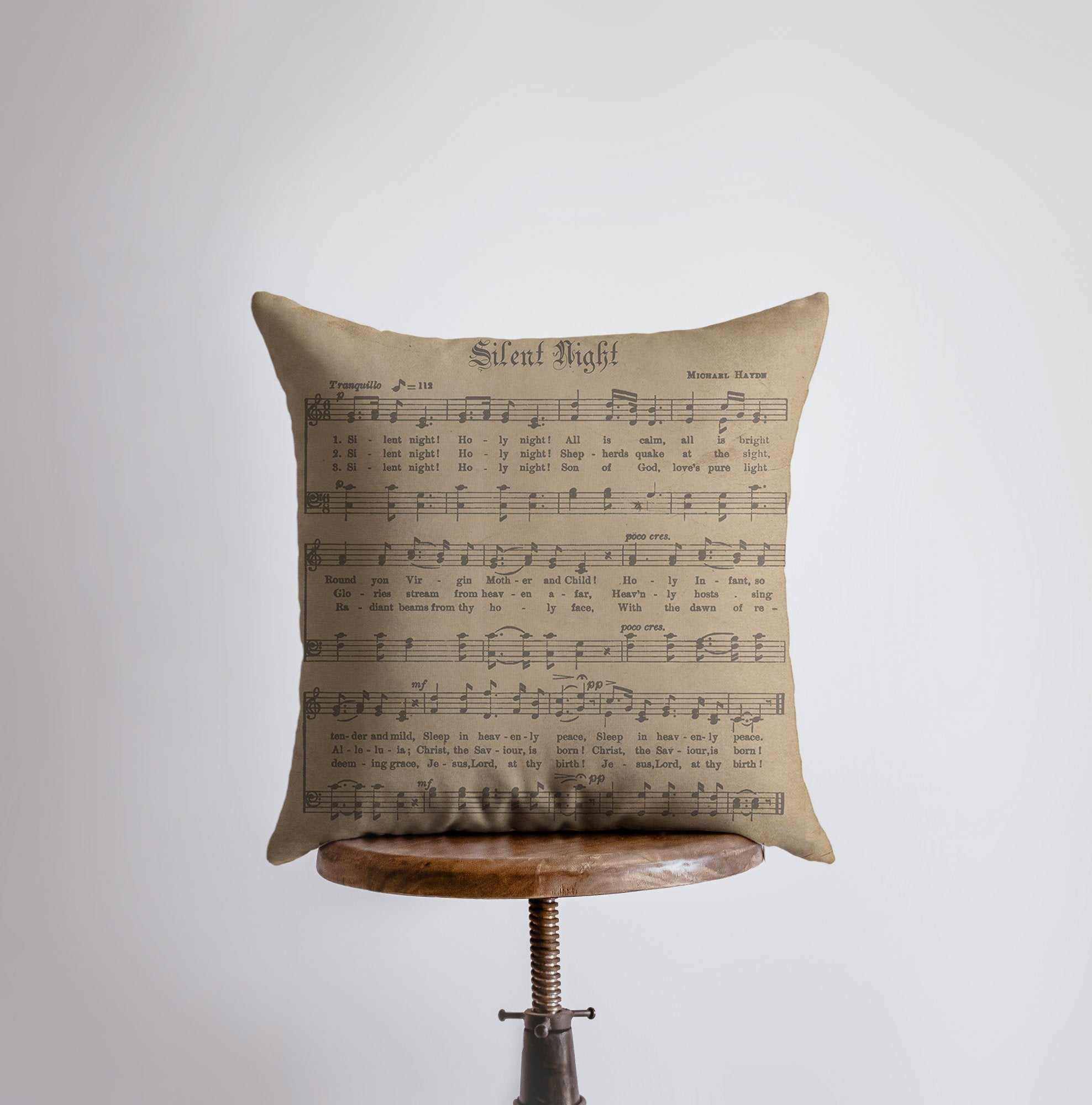 Silent Night – Sheet Music Christmas Throw Pillow Cover