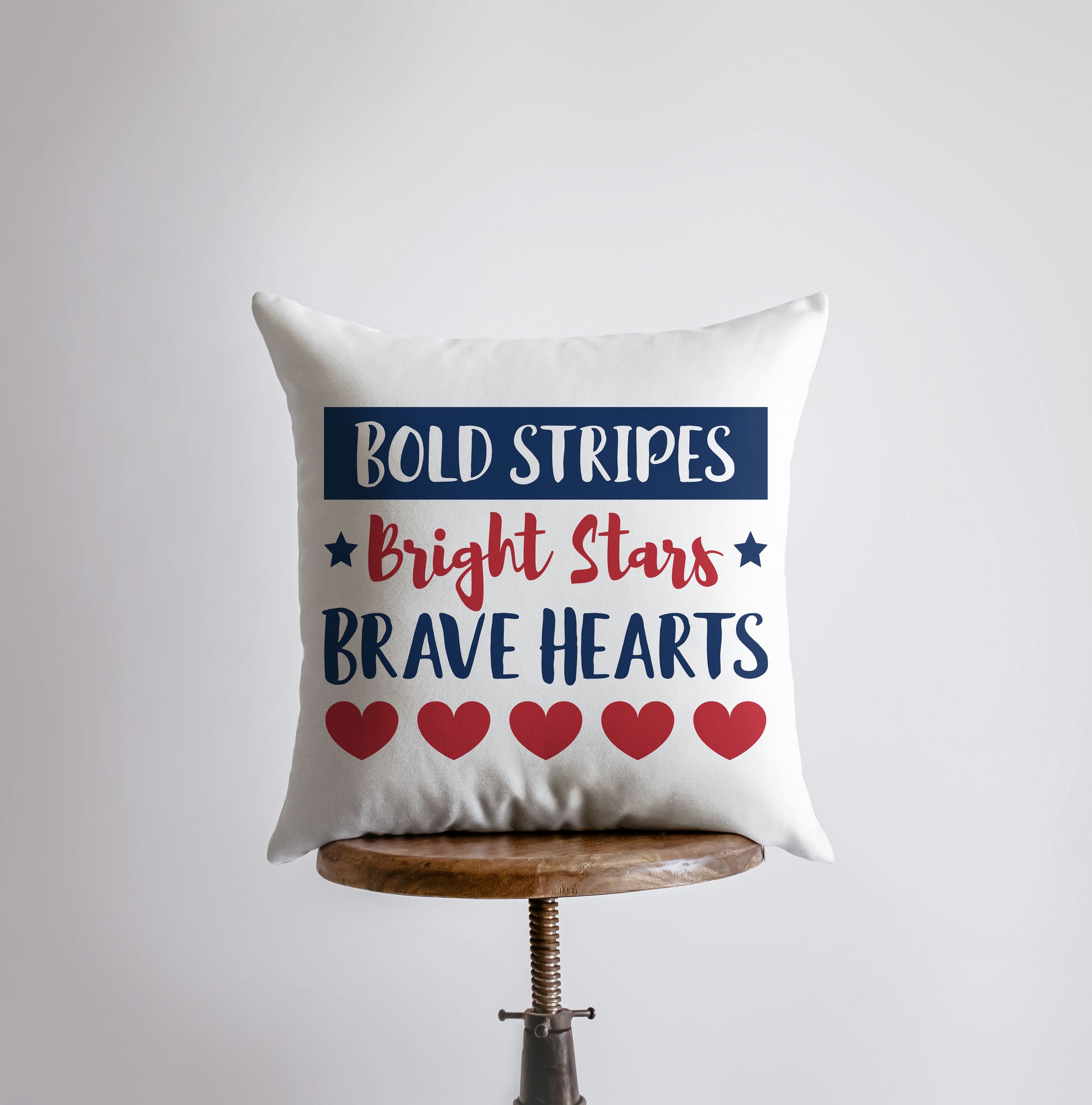 Bold Stripes Bright Stars Throw Pillow Cover – Double-Sided