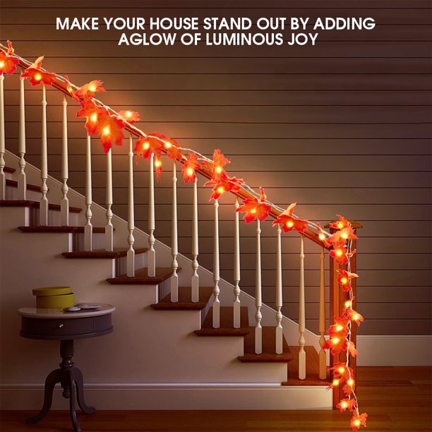 15 Ft Maple Leaf String Lights – Autumn Twinkle Décor