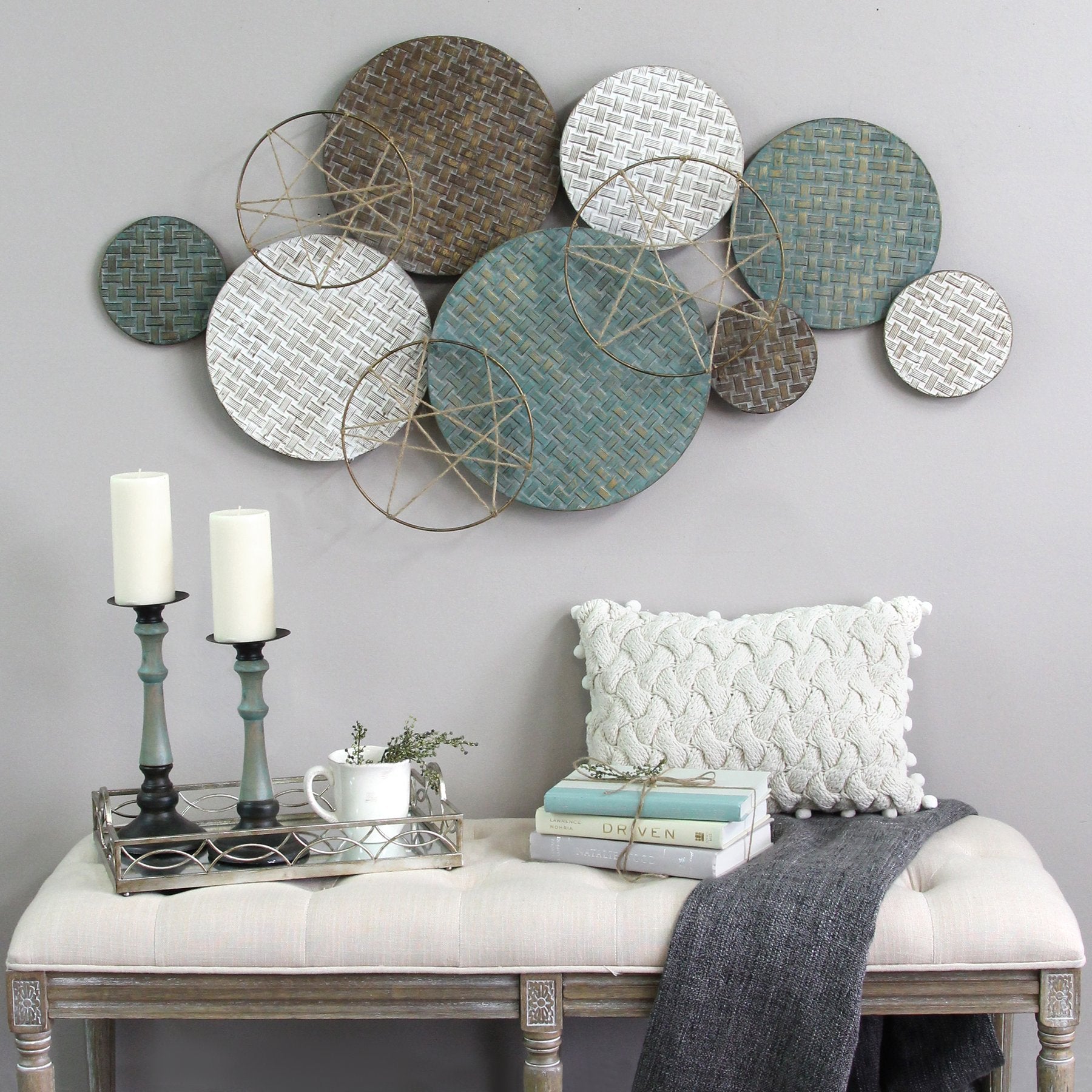 Textured Metal Plate Wall Decor – Handcrafted Collage Design