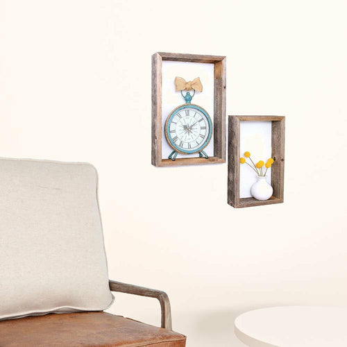 Rustic Farmhouse Set of 3 Rectangle Shadow Box Shelves