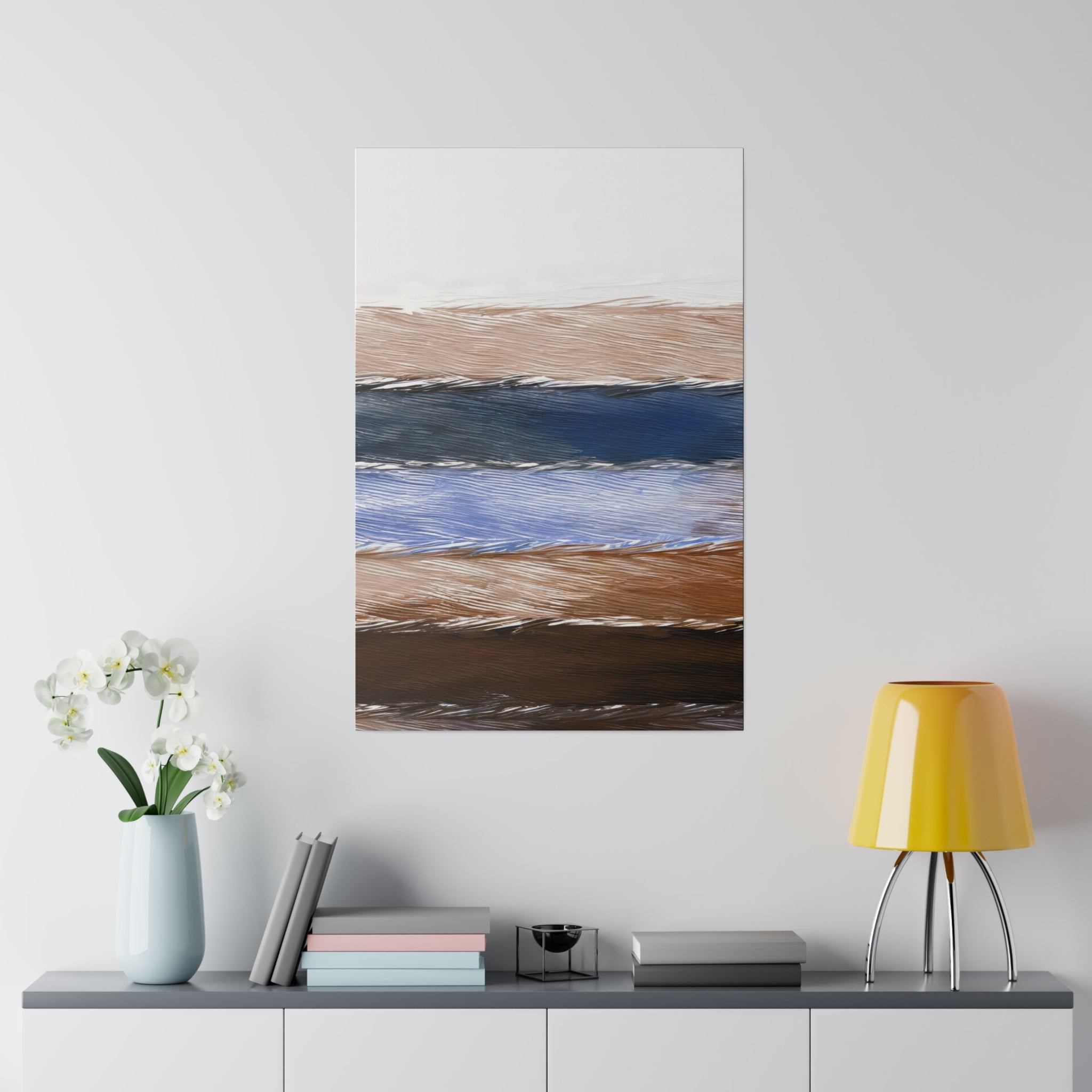 Rustic Hues – Blue, Black & Brown Lined Illustration – Giclée Wall Art Print