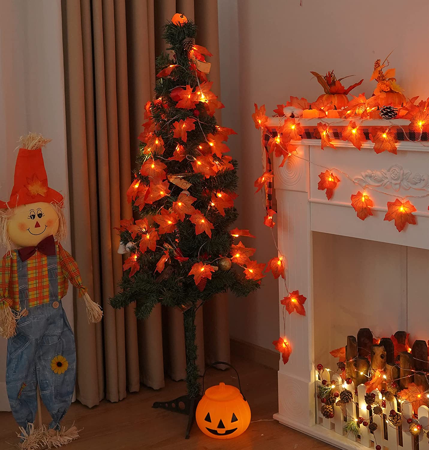 15 Ft Maple Leaf String Lights – Autumn Twinkle Décor