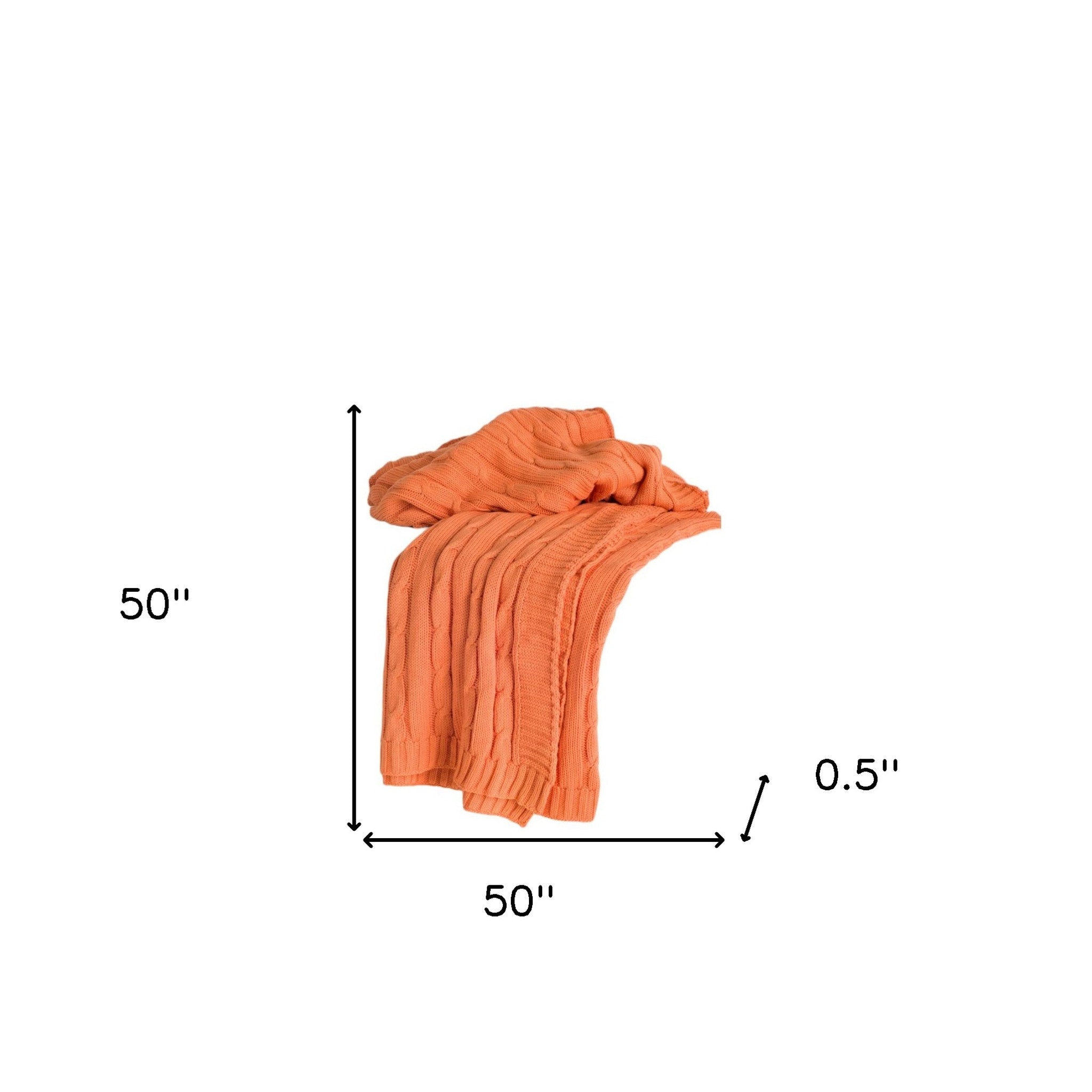 Orange Knitted Cotton Throw Blanket – 50" x 50"