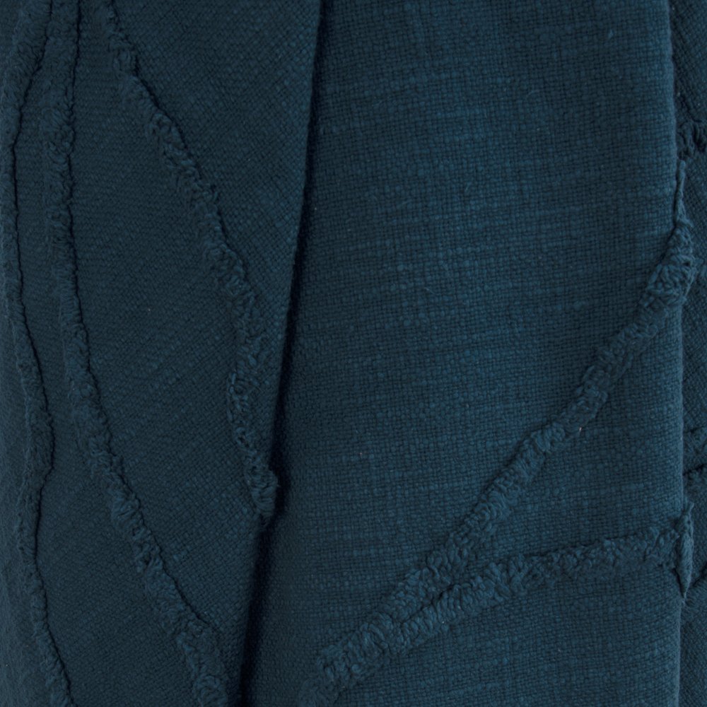 Teal Blue Woven 100% Textured Cotton Throw Blanket – 50" x 50"