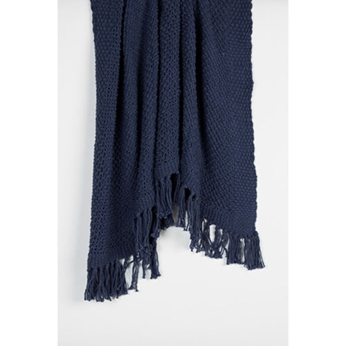 Indigo Woven Cotton Throw Blanket – 50" x 50"