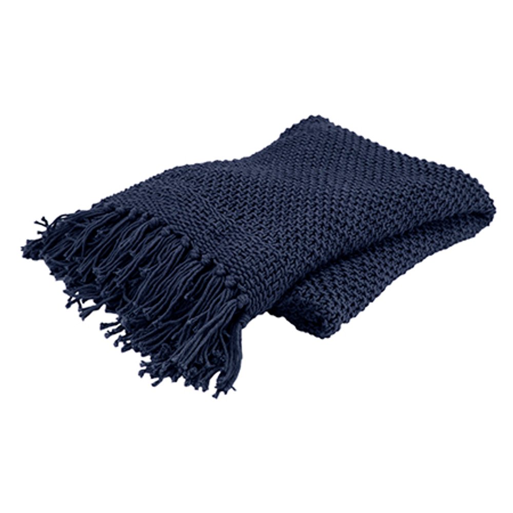 Indigo Woven Cotton Throw Blanket – 50" x 50"