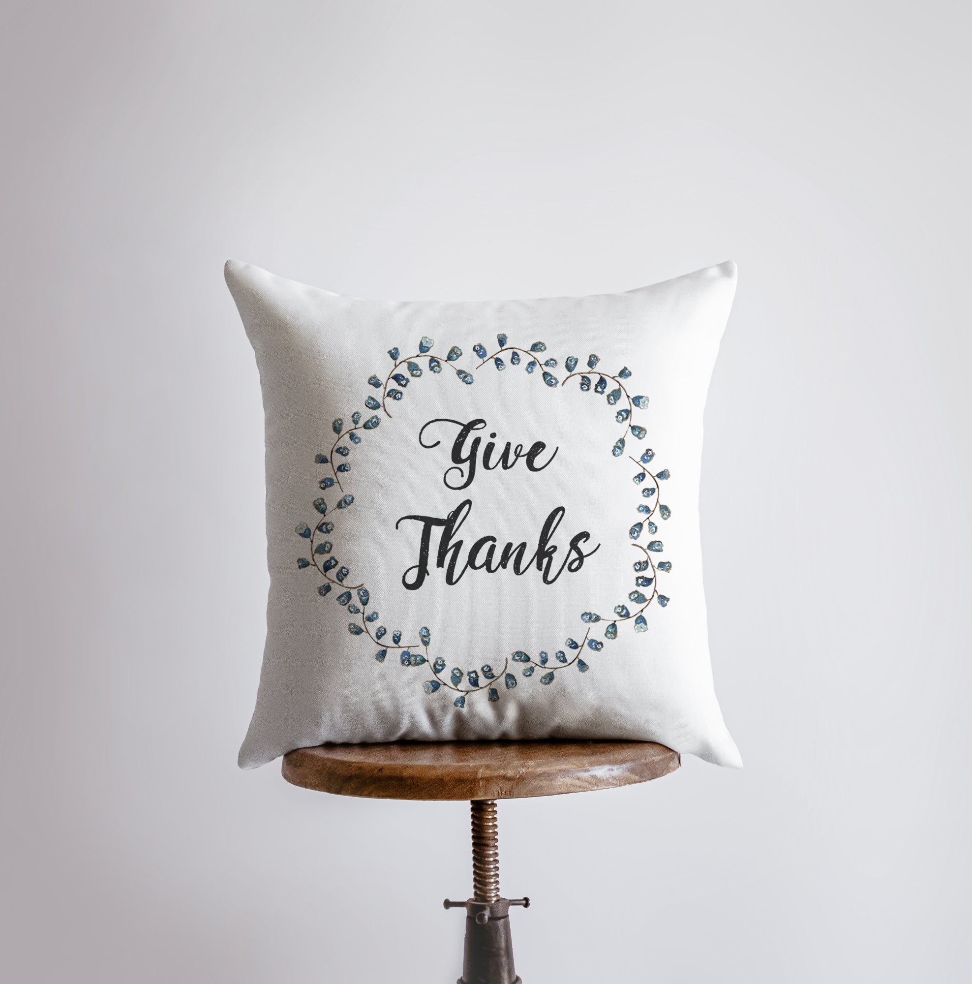 Give Thanks Throw Pillow Cover – Autumn Farmhouse