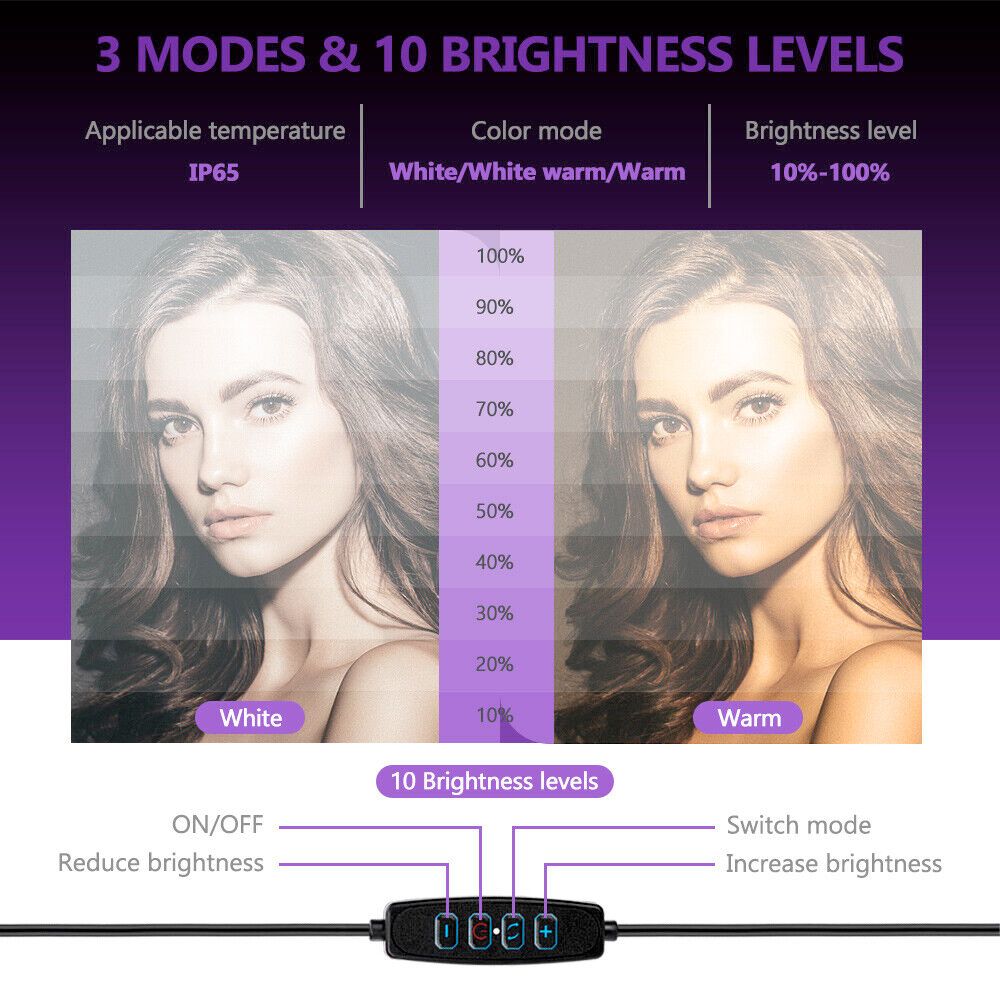 LED Ring Light with Phone Tripod Stand Kit – 10" Adjustable with Remote