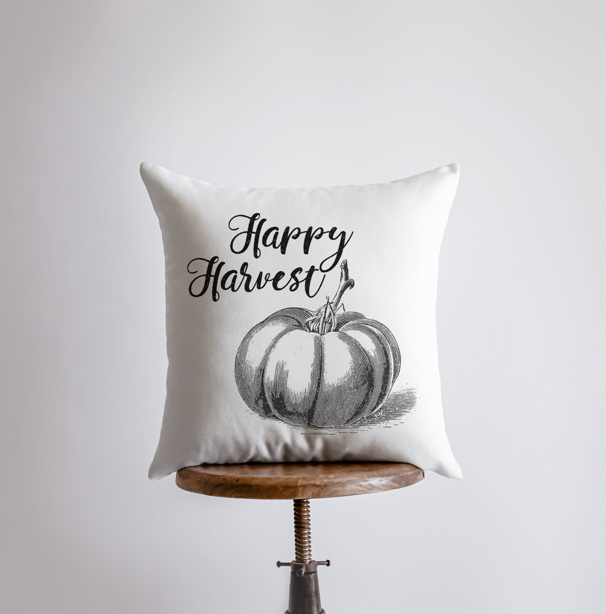 Happy Harvest Throw Pillow Cover – Modern Farmhouse Fall Décor