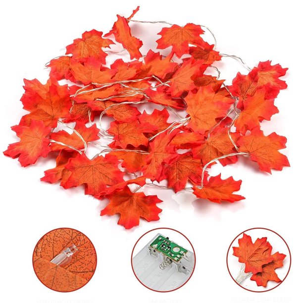 15 Ft Maple Leaf String Lights – Autumn Twinkle Décor