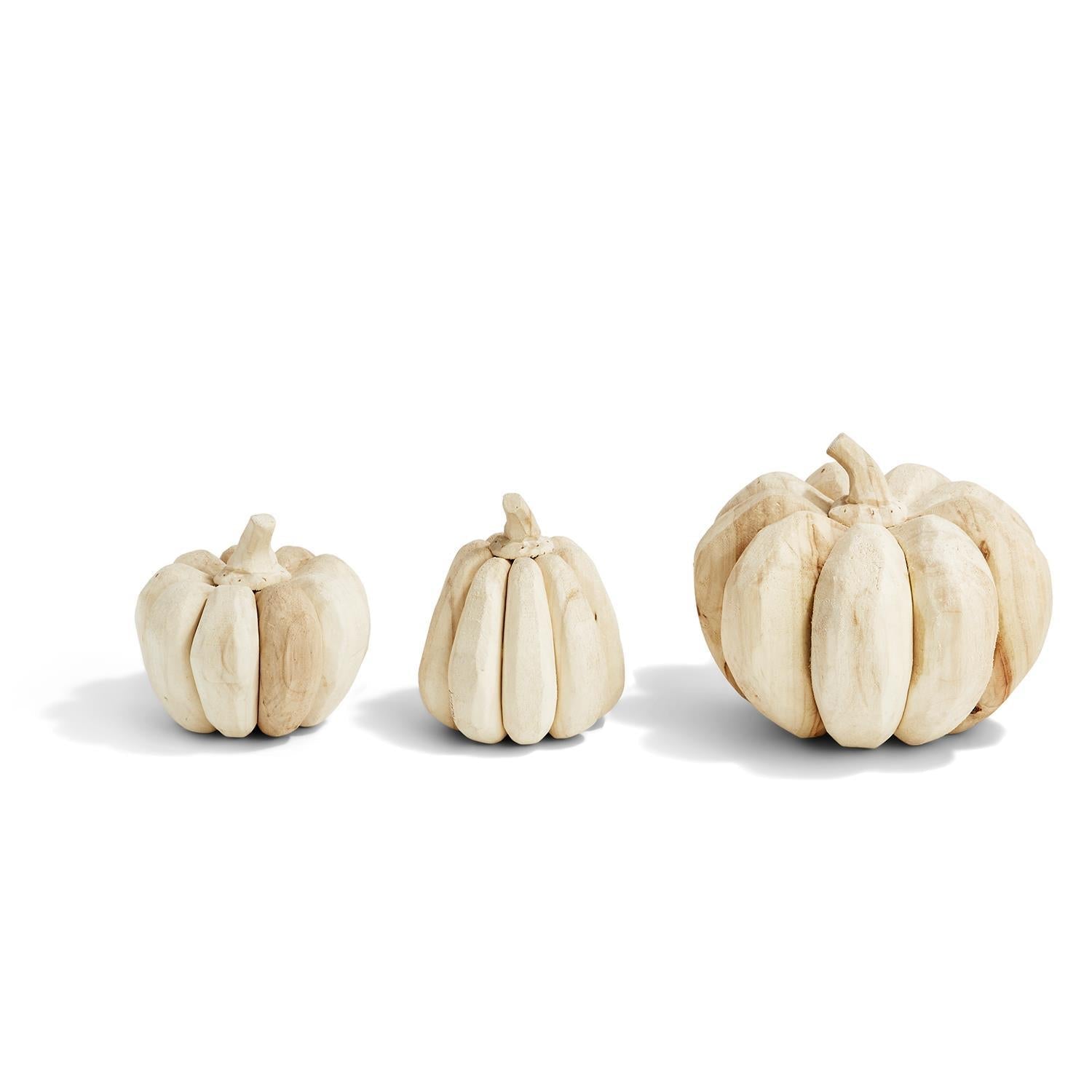 Farmhouse Pumpkin Trio – Hand-Crafted Wooden Pumpkins
