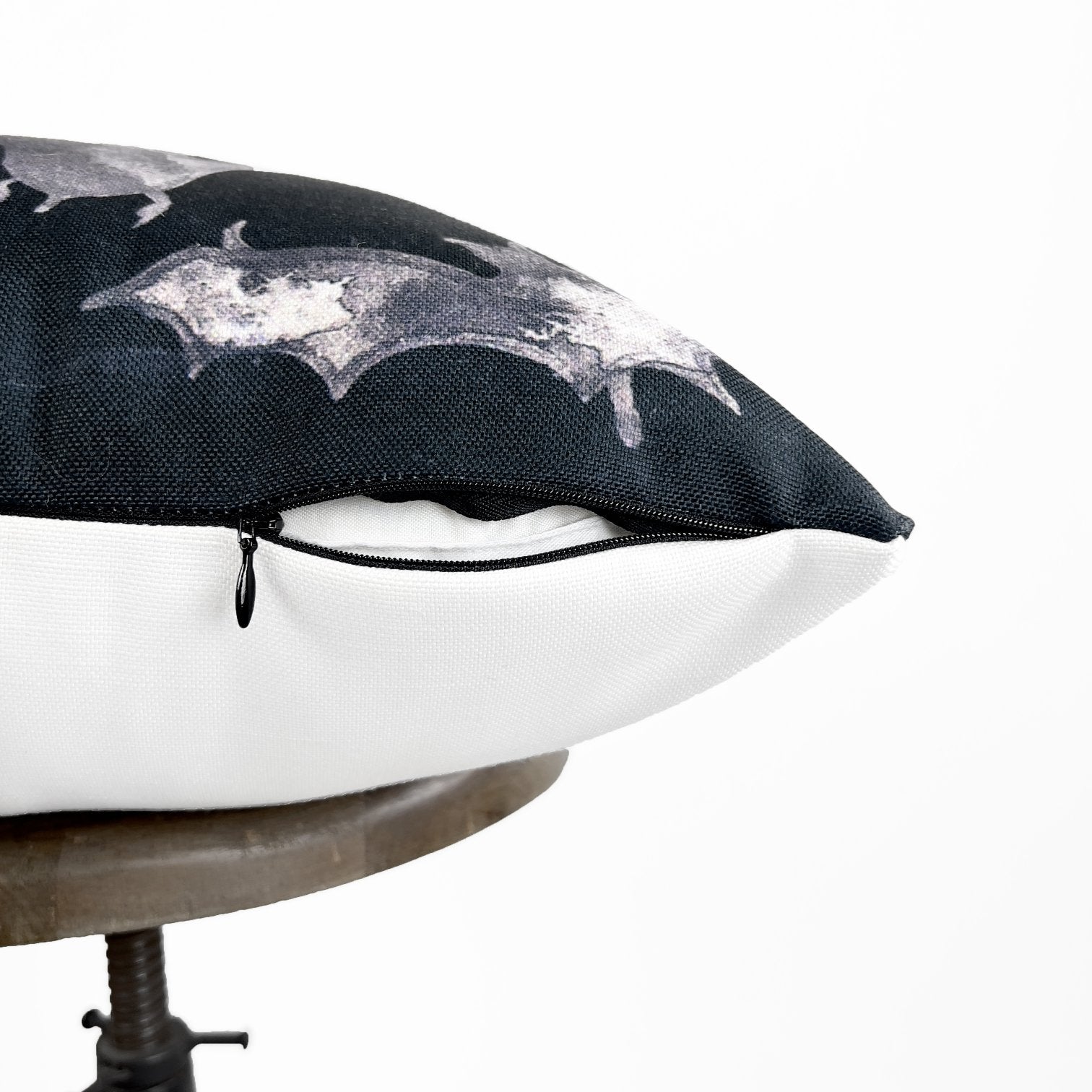 Bats on Black Throw Pillow Cover – Double-Sided