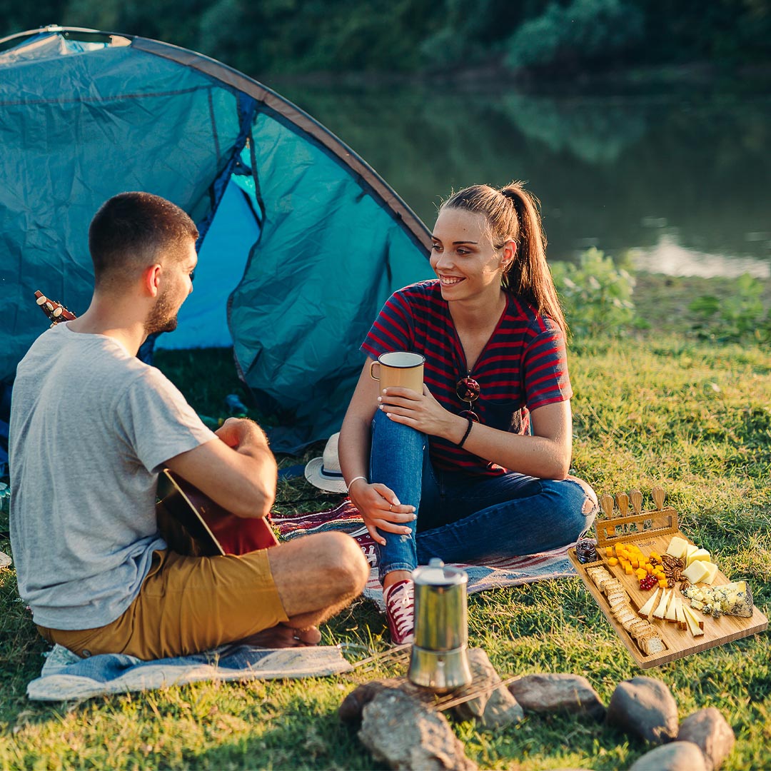 Bamboo Cheese Board & Knife Set – 14x11" Charcuterie Board