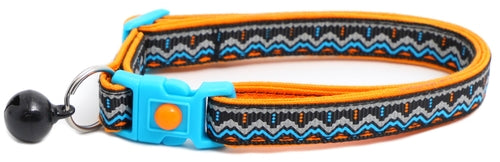 Blue & Orange Aztec with Reflective Accents - Breakaway Cat Collar
