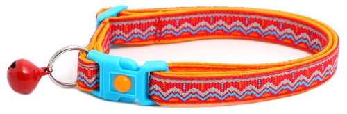 Blue & Orange Aztec with Reflective Accents - Breakaway Cat Collar