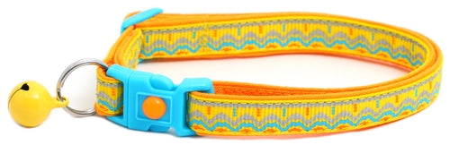 Blue & Orange Aztec with Reflective Accents - Breakaway Cat Collar