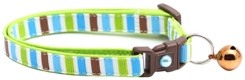 Green, Brown & Blue Stripes – Breakaway Cat Collar