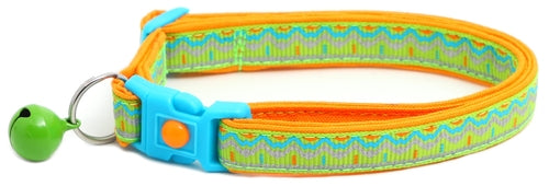 Blue & Orange Aztec with Reflective Accents - Breakaway Cat Collar