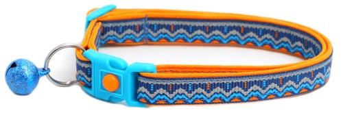 Blue & Orange Aztec with Reflective Accents - Breakaway Cat Collar