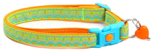 Blue & Orange Aztec with Reflective Accents - Breakaway Cat Collar