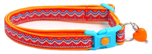 Blue & Orange Aztec with Reflective Accents - Breakaway Cat Collar