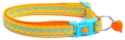 Blue & Orange Aztec with Reflective Accents - Breakaway Cat Collar