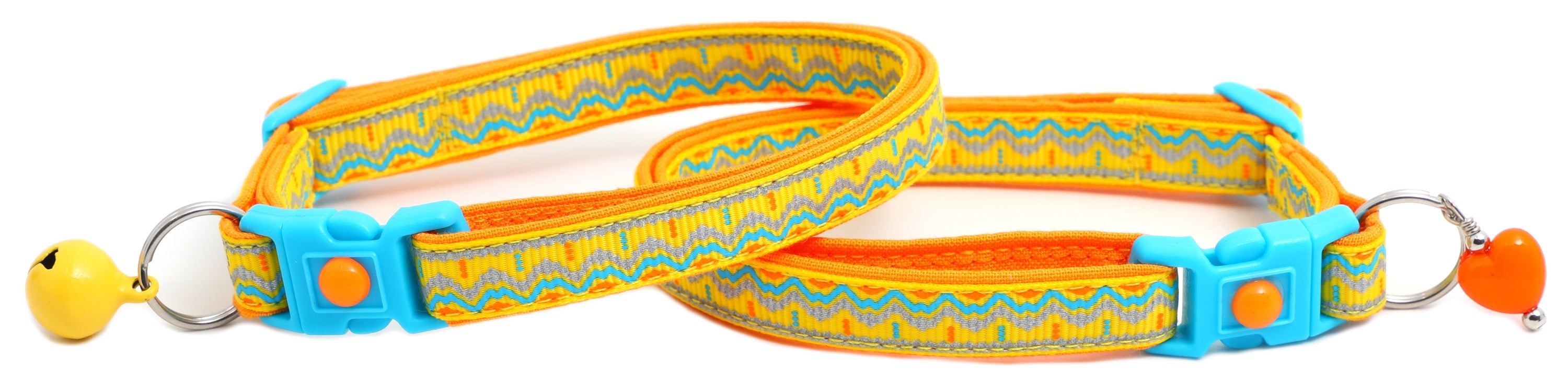 Blue & Orange Aztec with Reflective Accents - Breakaway Cat Collar