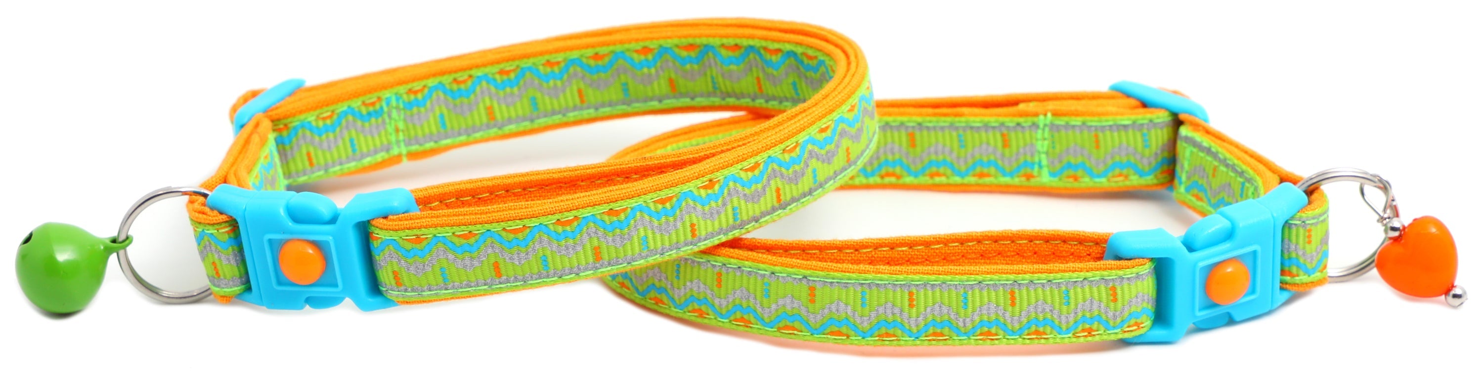 Blue & Orange Aztec with Reflective Accents - Breakaway Cat Collar