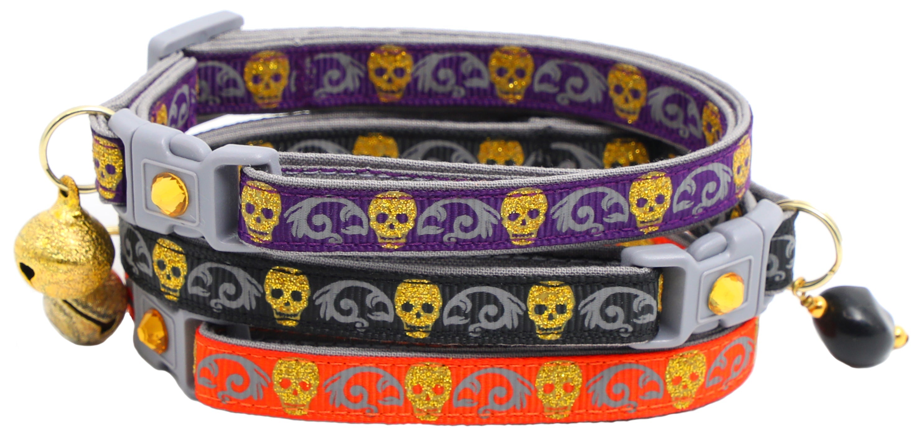 Gold Glitter Skulls – Breakaway Cat Collar