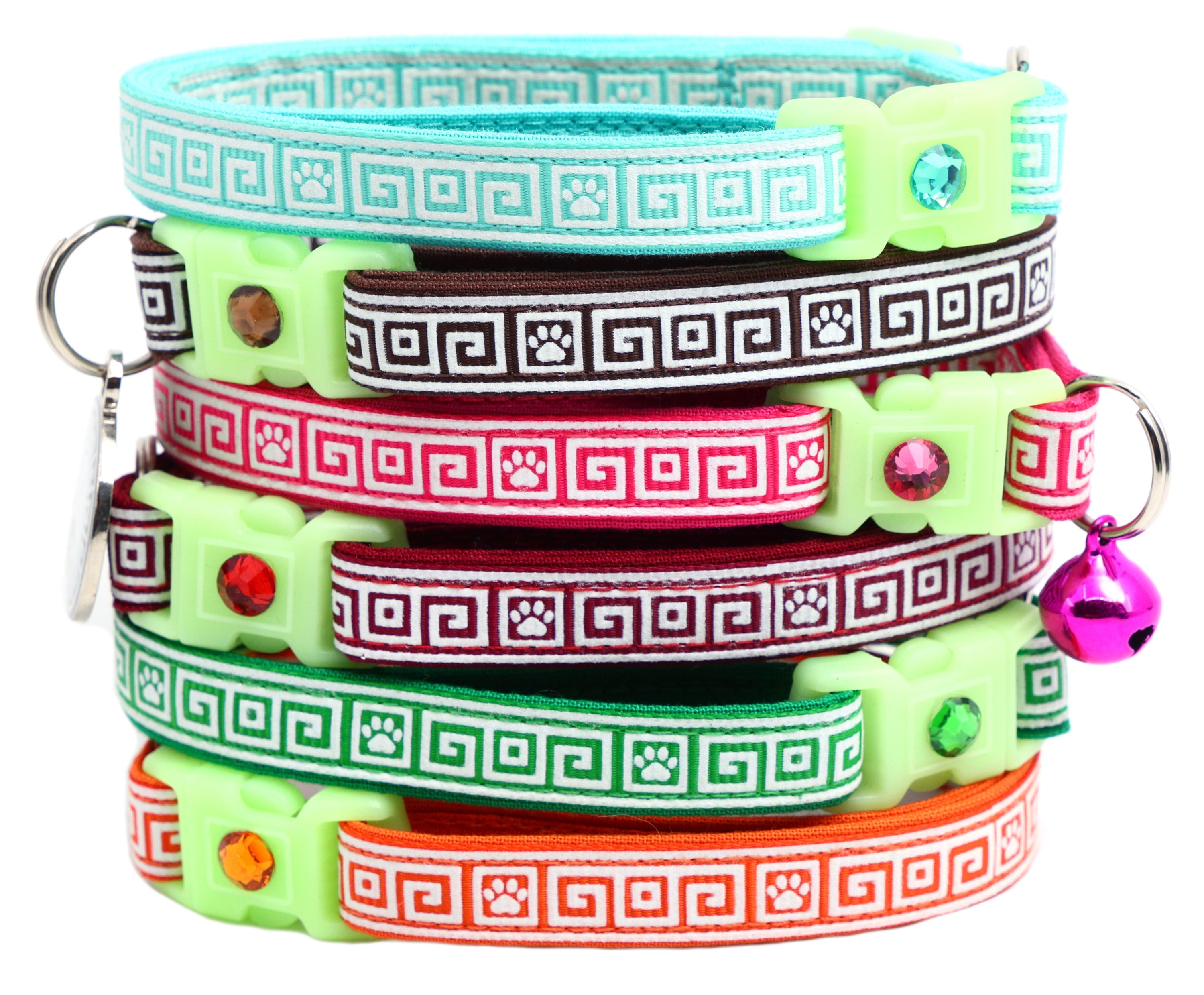 Greek Key – Glow-in-the-Dark - Breakaway Cat Collar