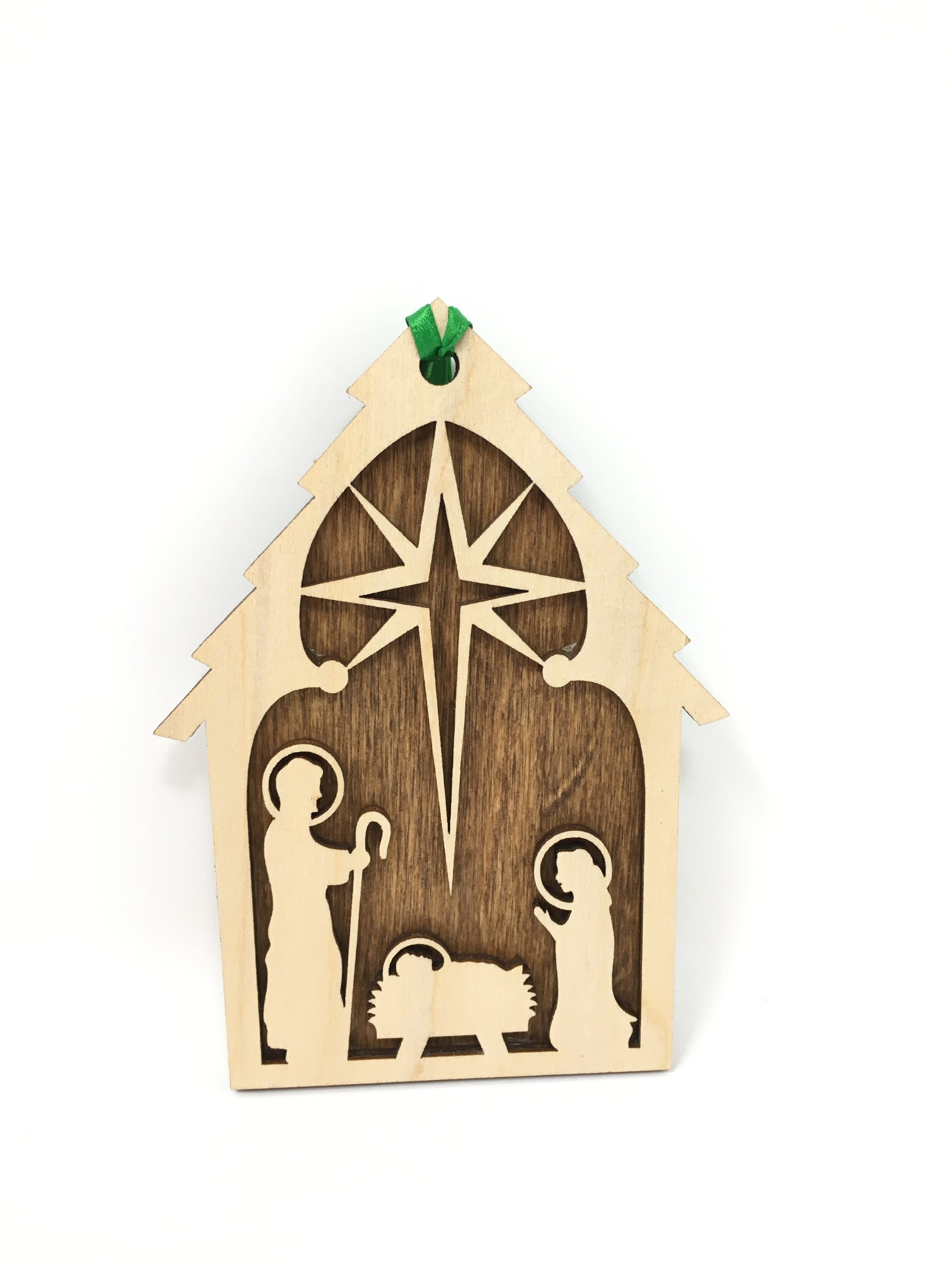 Nativity with Wood Backing – Laser Engraved Wooden Ornament