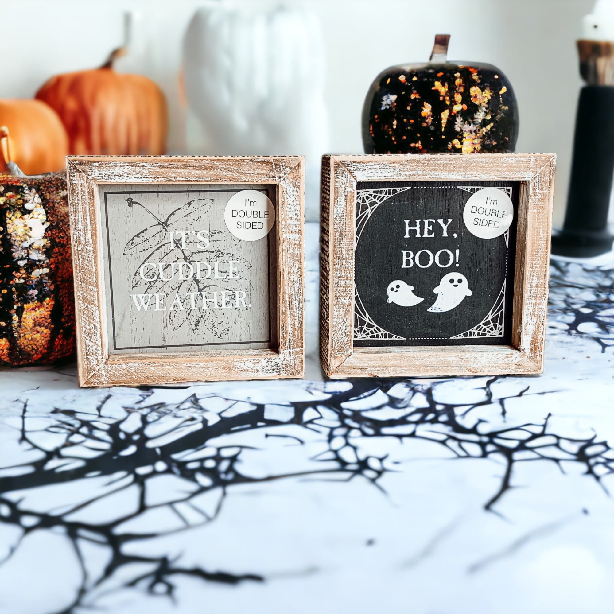 Hey Boo + Cuddle - Double-Sided Wooden Sign