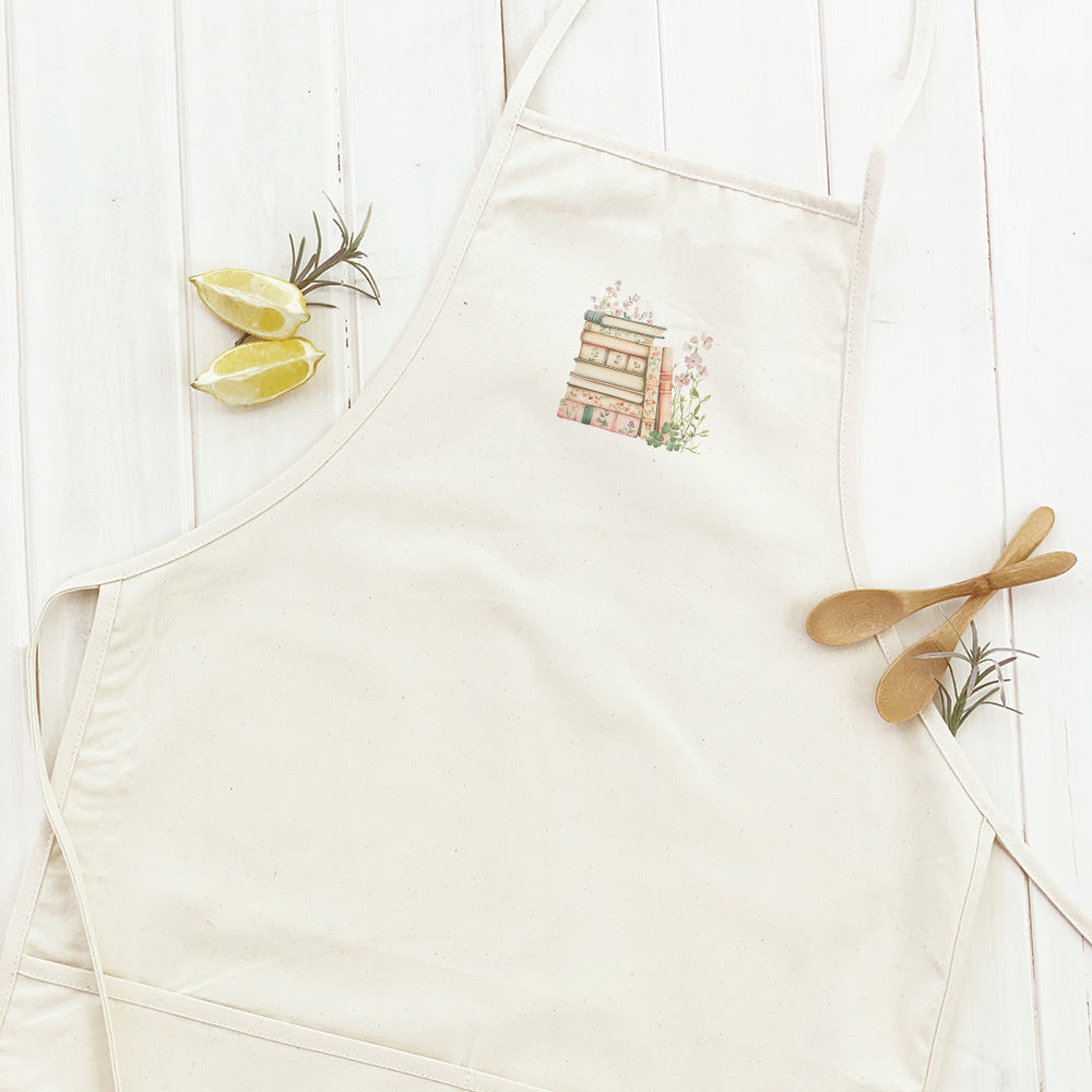 Spring Book Stack Cotton Canvas Apron