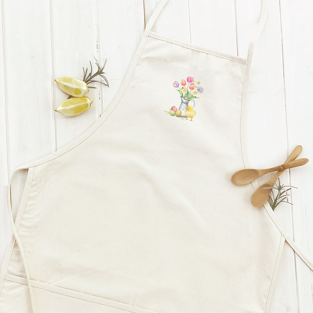 Chick and Tulips Easter Cotton Canvas Apron