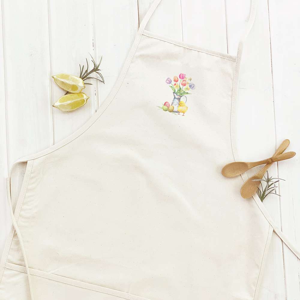 Chick and Tulips Easter Cotton Canvas Apron