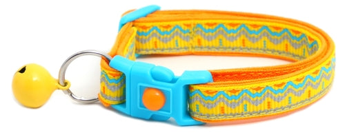 Blue & Orange Aztec with Reflective Accents - Breakaway Cat Collar
