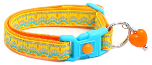 Blue & Orange Aztec with Reflective Accents - Breakaway Cat Collar