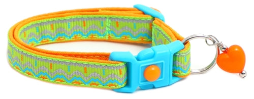 Blue & Orange Aztec with Reflective Accents - Breakaway Cat Collar