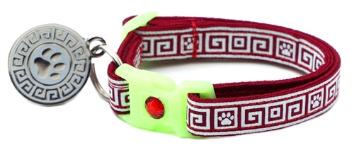 Greek Key – Glow-in-the-Dark - Breakaway Cat Collar