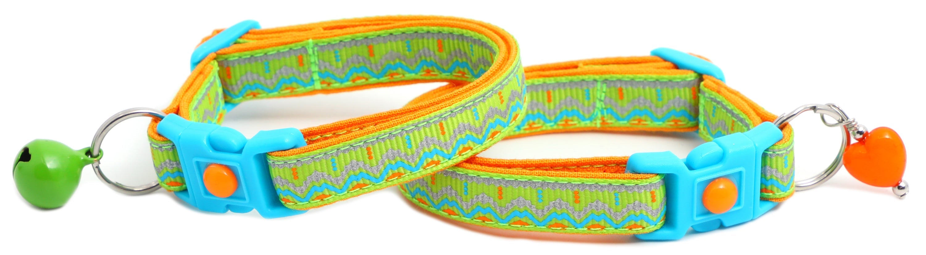 Blue & Orange Aztec with Reflective Accents - Breakaway Cat Collar