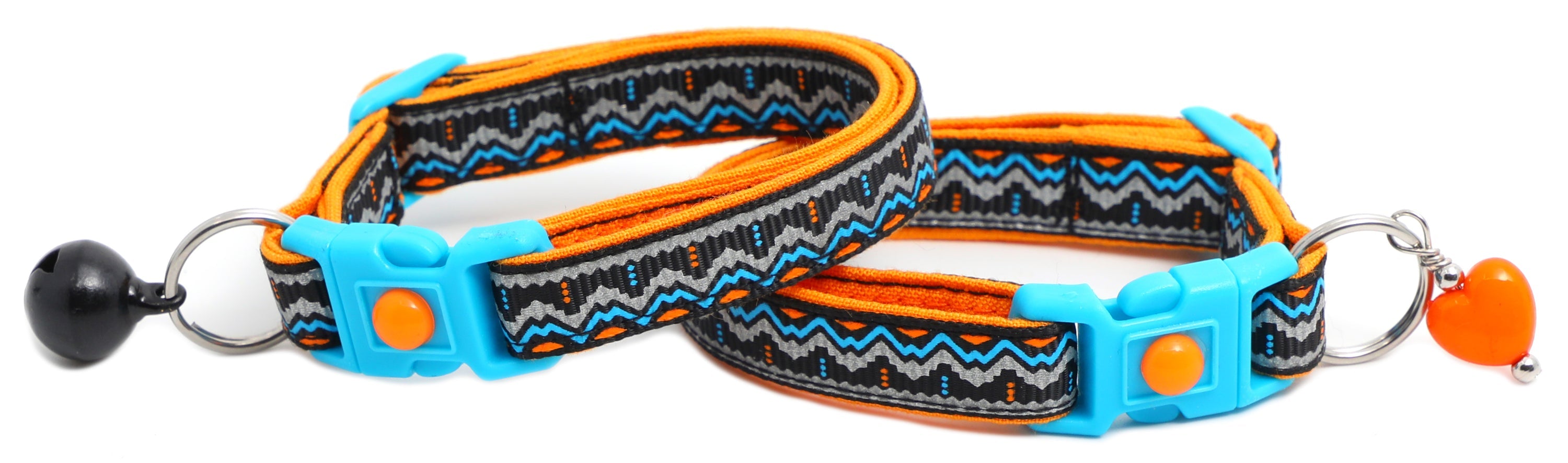 Blue & Orange Aztec with Reflective Accents - Breakaway Cat Collar