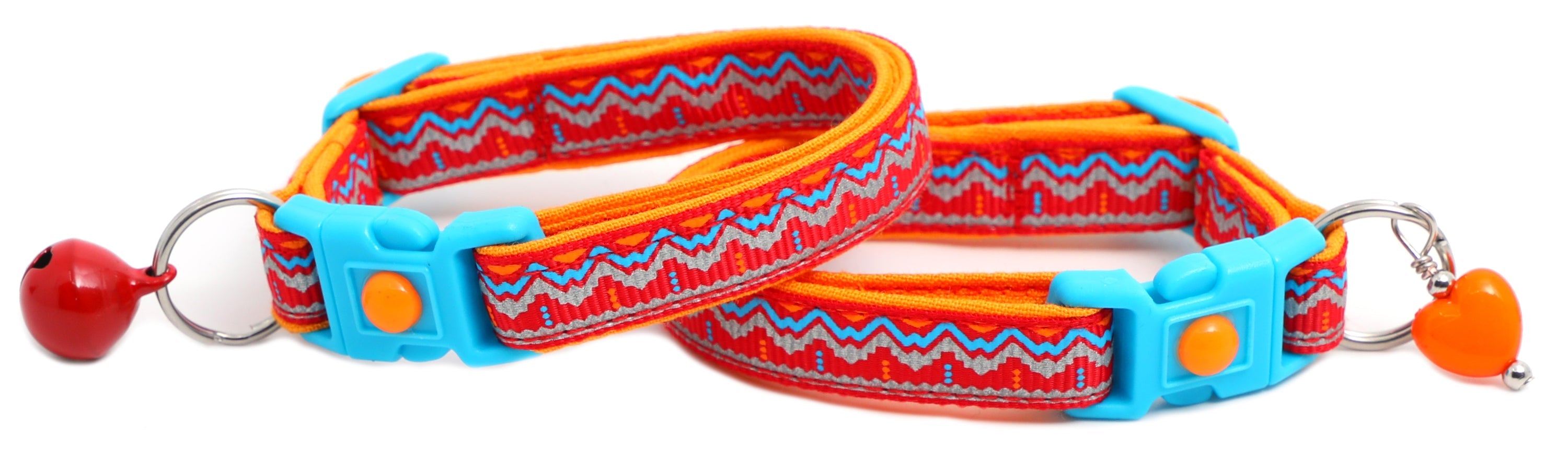 Blue & Orange Aztec with Reflective Accents - Breakaway Cat Collar