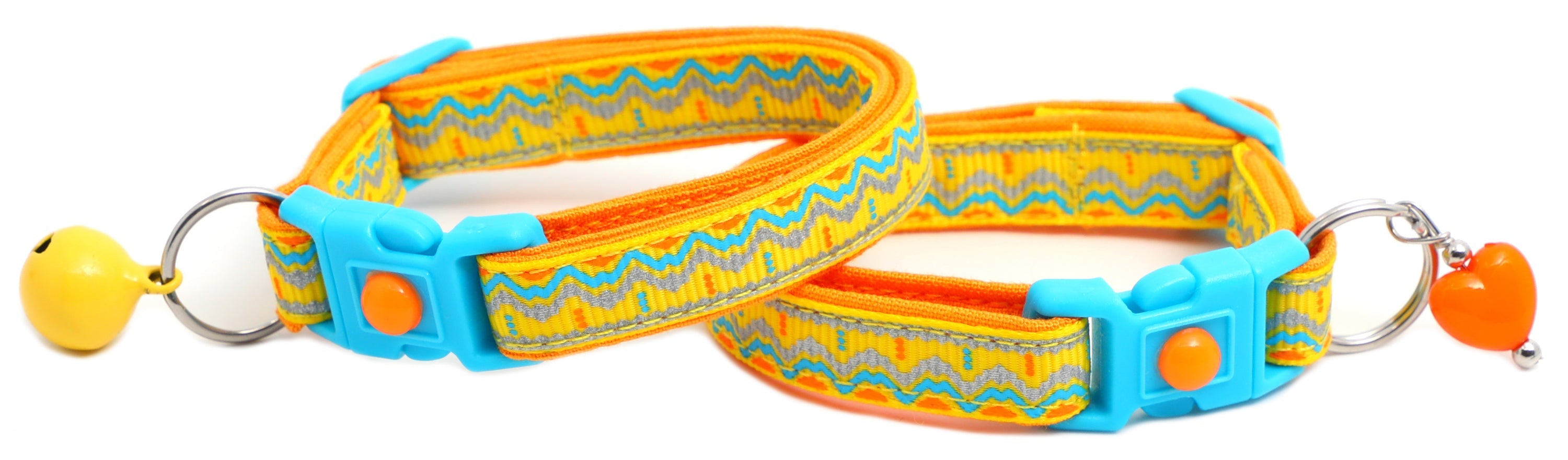 Blue & Orange Aztec with Reflective Accents - Breakaway Cat Collar