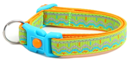 Blue & Orange Aztec with Reflective Accents - Breakaway Cat Collar