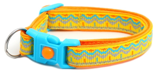 Blue & Orange Aztec with Reflective Accents - Breakaway Cat Collar