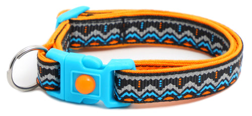 Blue & Orange Aztec with Reflective Accents - Breakaway Cat Collar